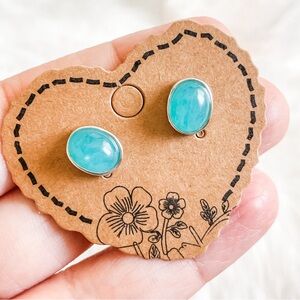 ✨Elegant Ice Amazonite Crystal Earrings s925 stem✨